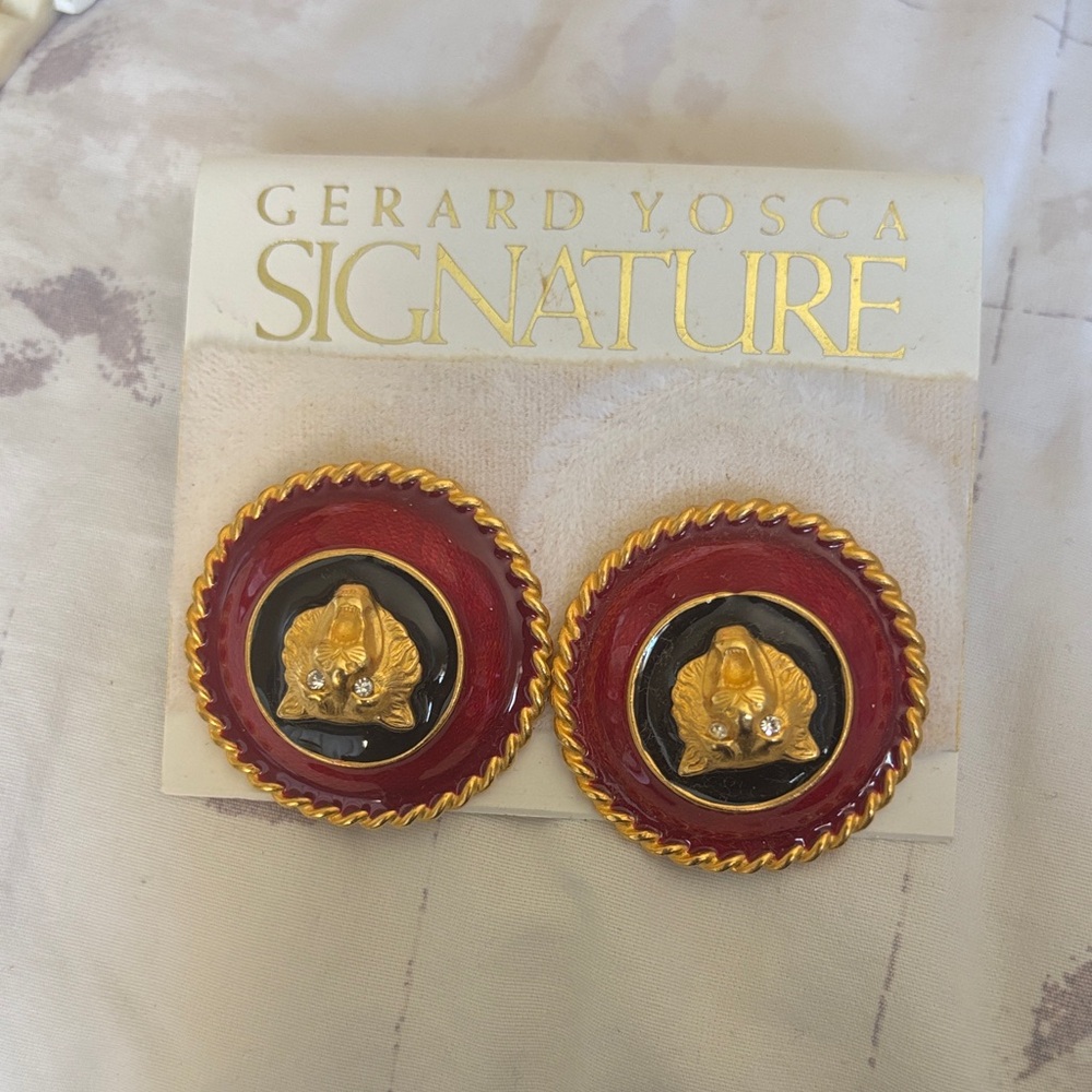 Gerard Yosca Red and Gold Earrings